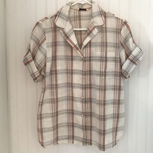 Vintage Plaid Button Up Blouse Shirt
